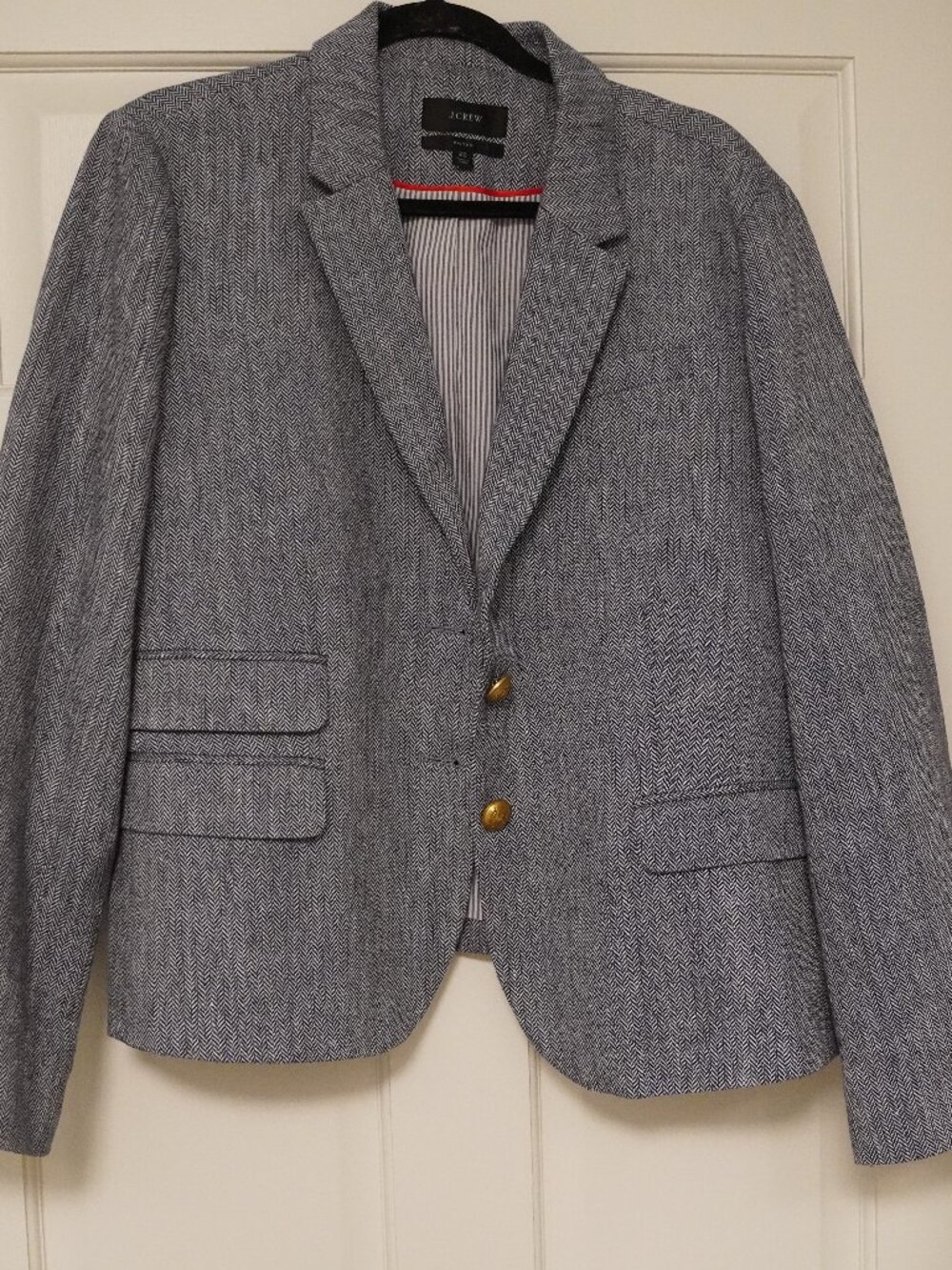 J.Crew Dalton Blazer 22 Blue White Herringbone Career Jacket
